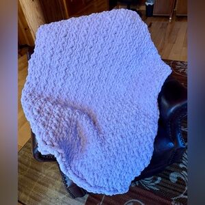 Hand Knit Lavender Chunky Knit Throw Blanket